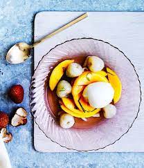 Lychee And Mango With Lime Coconut Syrup And Lemon Gelato Recipe Recipe Gelato Recipe Coconut Syrup Mango Recipes