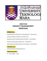 Aman logistik (aman) specialises in handling of large and special consignments for infrastructure and industrial projects as well as chartering operations. Proposal Project Docx Asm 552 Project Management Proposal Prepared By Azisadliyatul Husna Binti Kuswadinata 2014662114 Jamil Bin Abdul Rahman Course Hero