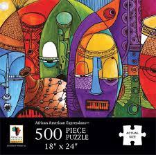 Shop african american jigsaw puzzles from cafepress. Jazz Masks 500 Pieces African American Expressions Puzzle Warehouse