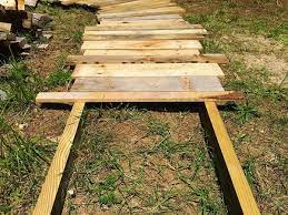 This underlayment is super smooth so all the planks needed was a. Create This Simple Scrap Wood Walkway In Your Yard It S A Beautiful Rustic Touch For Any Outdoor Space Www Theref Wood Walkway Outdoor Walkway Backyard Decor