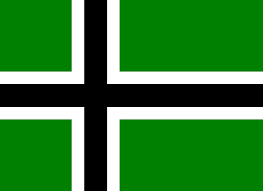 Green, white, and black horizontal stripes. Vinland Flag Wikipedia