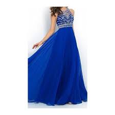 Rotita Royal Blue High Neck Beaded Chiffon Long Prom Dress Prom Dresses Blue Evening Dresses Prom Chiffon Prom Dress