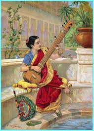 Antique Illustration Seated Indian Woman Playing The Sitar Etsy In 2020 Indian Art Paintings Antique Illustration Art