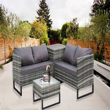 For online orders over $448. 4 Piece With Storage Box Outdoor Conversation Set Rattan Patio Furnitu The Magic Home