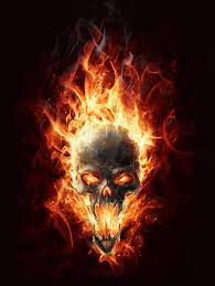 Flaming Skull Door Wrap Rm Wraps Skull Wallpaper Ghost Rider Wallpaper Skull Artwork
