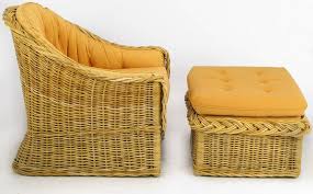 Wicker chair and ottoman sets. The Wicker Works Woven Rattan Barrel Back Lounge Chair And Ottoman At 1stdibs