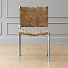Shop Woven Brown Suede Dining Chair Laid Back Design Recalls Classic Midcentury Style Designe Leather Dining Chairs Dining Chairs Black Leather Dining Chairs