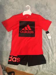 Black And Red Adidas Shirt Boys Adidas Red And Black Size 6 Short Set Top Is 100 Cotton Bottom Is 100 Polyester Brand New With Tags Tops Short Sets Adidas Tops