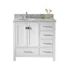 Get free shipping on qualified freestanding bathroom vanities or buy online pick up in store today in the bath department. Virtu Usa Caroline Avenue 36 In W Bath Vanity In White With Marble Vanity Top In White With Round Basin Gs 50036 Wmro Wh Nm The Home Depot