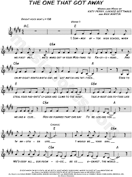 Katy Perry The One That Got Away Sheet Music Leadsheet In E Major Transposable Download Print Sku Mn0099448