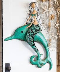 3 D Sculptural Metal Mermaid Dolphin Outdoor Wall Art Zulily Mermaid Wall Art Dolphin Wall Art Mermaid Home Decor