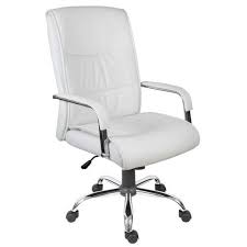 White pu leather desk chair adjustable task chair with lumbar support work chair computer chair: Eden Roc High Back Executive Chair White Leather Office Chair Office Chair Design White Desk Chair