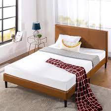 Best reviews guide analyzes and compares all platform beds of 2021. Zinus Jade 35 Faux Leather Upholstered Platform Bed Frame With Short Headboard Cognac Twin Walmart Com Walmart Com