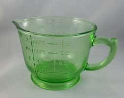Radioactive fiesta ware is highly collectible. Vintage Vaseline Glass Two Cup Measuring Cup Green Glass Measuring Cup Vintage Kitchen Glassware Vaseline Glass Glass Measuring Cup Glassware
