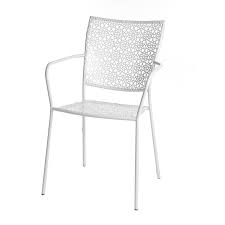 Stuhl Mit Armlehne Flora Stahl 57x56x90cm Weiss Stuhl Mit Armlehne Gartenstuhl Weiss Gartenstuhl Metall