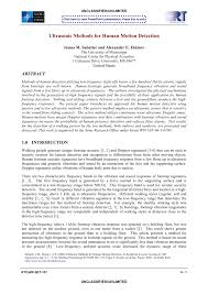 There are a few options available when it comes to picking a motion sensor for your home, and each one functions slightly differently. Pdf Ultrasonic Methods For Human Motion Detection