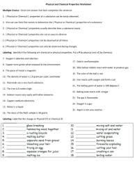 What is the main idea of the passage? Physical And Chemical Changes Worksheet