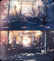代代木八幡神社 鳥居 イラスト 風景 アニメ 背景