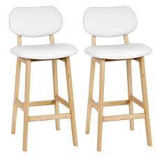 Large gamme et en stock chez vidaxl. Tabouret De Bar Lot De 2 Tabouret De Cuisine Design En Cuir Artificiel Et Bois Blanc Cdiscount Maison