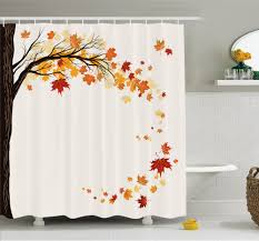 Fall Leaf Group Motion In Mother Earth Transition From Summer To Winter Decor Shower Curtain Set Shower Curtain Sets Bathroom Decor Sets Winter Decor