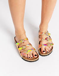 Birkenstock Arizona Rose Gold Buckle Birkenstock Florida Triple Strap Copper Regular Fit Flat Sandals At Asos Com Metallic Birkenstocks Birkenstock Birkenstock Florida