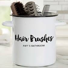Amazing gallery of interior design and decorating ideas of bathroom jars in bedrooms, living rooms, dining rooms, bathrooms. Personalized White Enamel Bathroom Accessory Brush Holder For Her