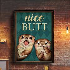 Adorable baby otter takes first bath Baby Otter Toilet Nice Butt Poster