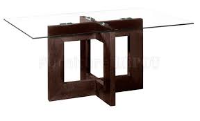 Rectangular Glass Top Modern Dining Table With Wooden Base Glass Top Dining Table Glass Dining Room Table Wood Table Bases