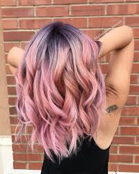 Purple Shadow Root Pink Hair With Curls Hair Shadow Pink Hair Purple Hair