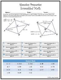 Scrambled Math Rhombus Properties Math Secondary Math Classroom Rhombus