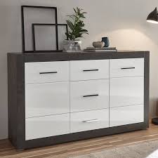 Ein highboard ist quasi die kombinationslösung zu einem sideboard. Sideboard Anrichte Mit 3 Schubkasten Eton 61 Hochglanz Weiss Mit Betono