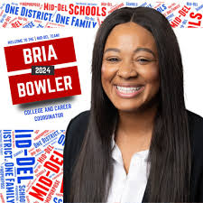 The Board of Education named Ms. Bria Bowler as the District's College and  Career Coordinator. Bria Bowler is a graduate of the University of Central  Oklahoma, where she earned her Bachelor's degree