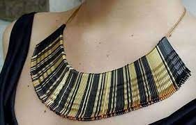 Upcycled Runway Jewelry Eco Jewelry Egyptian Necklace Recycled Jewelry