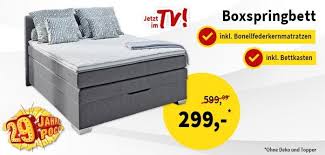 Wählen sie zwischen liegeflächen von 90x200, 140x200 oder 180x200cm. Poco Boxspringbett Angebot 299