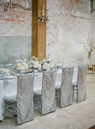 The Ultimate Guide To Metallic Weddings Holiday Wedding Inspiration Wedding Chairs Sequin Chair Cover