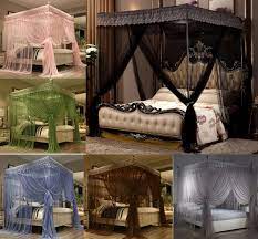 Draping canopy beds makes the bed feel cozier, more aesthetically pleasing, and sometimes also protect against mosquitoes. Four Corner Bed Canopy Bed Curtain Mosquito Net For Twin Queen King Size No Bed Canopy Frame Wish