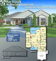 Plan 33223zr Enchanting Open Concept Single Story Home Plan House Plans Dream House Plans How To Plan