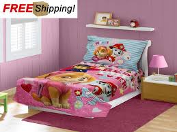Babyboom Girls Room Paw Patrol Skye Best Pups Ever 4psc Toddler Bedding Pink New Ebay Toddler Bed Set Toddler Bed Comforter Toddler Bedroom Sets