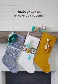 Diy Christmas Stockings With Felt Appliques And Fun Embellishments Think Make Share Christmas Stockings Diy Felt Christmas Stockings Modern Christmas Stocking