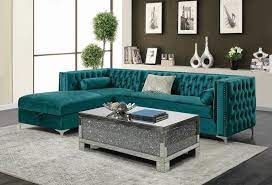 Maybe you would like to learn more about one of these? 508380 2 Pc Everly Quinn Holsworthy Bellaire Teal Velvet Fabric Sectional Sofa Set With Tufted Backs