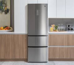 In addition to a deli drawer, a retractable shelf, and an interior ice maker and water dispenser, this fridge is one of the only refrigerators we've seen where a wine rack comes standard. 10 Easy Pieces Best 24 Inch Counter Depth Refrigerators Remodelista Counter Depth Refrigerator Bottom Freezer Refrigerator Refrigerator Small Kitchen