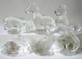 6 Crystal Animal Figurines Antique 1930 S Alley Agate Pressed Glass Novelty Figural By Meerkatsmanor On Etsy Https W Animal Figurines Glass Animals Crystals