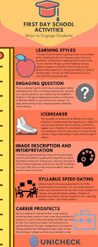 First Day School Activities Infographic Http Elearninginfographics Com First Day School A First Day Of School Activities School Activities First Day School