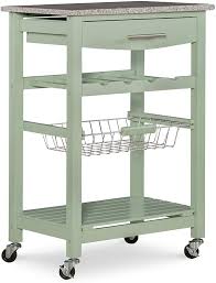 The forest green past the kitchen island and cabinetries while some appliances like range and refrigerator are made up of stainless steel. Amazon Com Linon Kitchen Island Green Kitchen Islands Carts