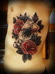 Love The Ace Incorporated With The Roses Trendy Tattoos Funky Tattoos Card Tattoo Designs
