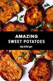 Savory Roasted Sweet Potatoes With Blue Cheese Recipe Blue Cheese Recipes Sweet Potato Recipes Baked Recipes