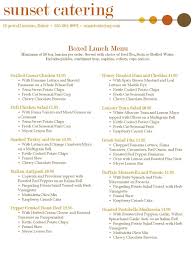 Box Lunch Menu Template Menu For Box Lunch Catering Catering Menu Catering Menu Design Lunch Catering