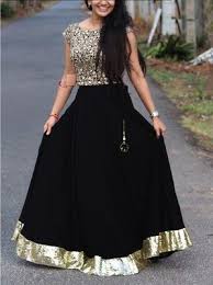 Black And Gold Lehenga Skirt Black Embroidered Cotton Silk Semi Stitched Lehenga With Dupatta At Mirraw Indian Gowns Dresses Fashion Dresses Lehenga Designs