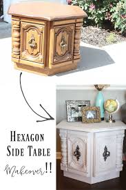 Hexagon Side Table Makeover In 2020 Side Table Makeover Table Makeover Furniture Painting Tips