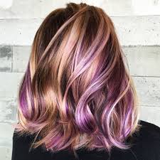 Platinum blonde and purple ombre hair give your chunky curls a funky edge by adding some fun ombre color. 19 Medium Length Purple Hair Highlights In Blonde Hair
